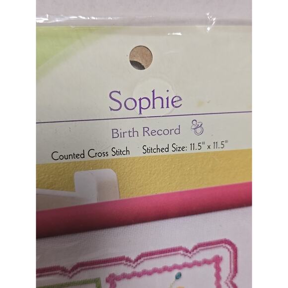 Bucilla Sophie Birth Record Counted Cross Stitch Kit 11.5”x11.5 2006 Vintage - Picture 3 of 5